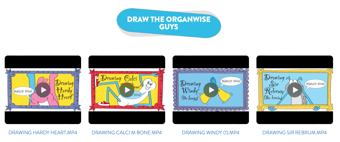 The OrganWise Guys Elementary School OnLine Content Chart